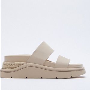 ZARA RUBBERIZED LOW HEEL SPORT SANDALS